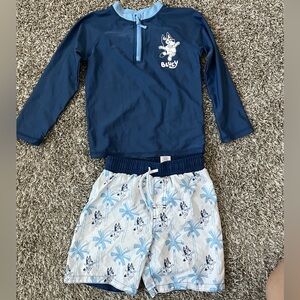 Bluey Kids Rash Guard Set with Swim Shorts
